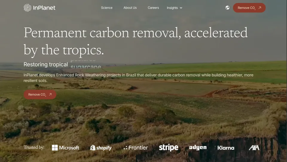 InPlanet website homepage, designed and built by Steadfast