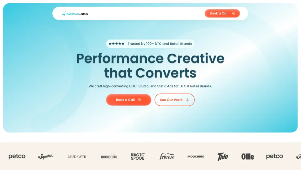 Native Labs website homepage, designed and built by Steadfast