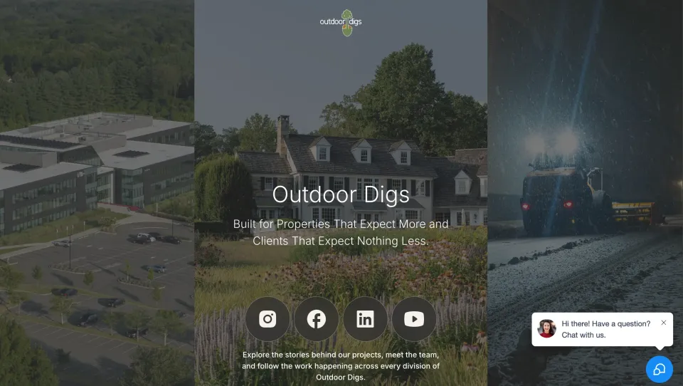 Outdoor Digs website homepage, designed and built by Steadfast