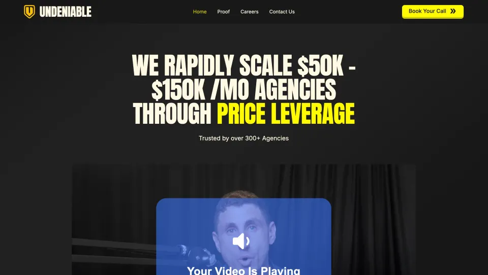Undeniable website homepage, designed and built by Steadfast